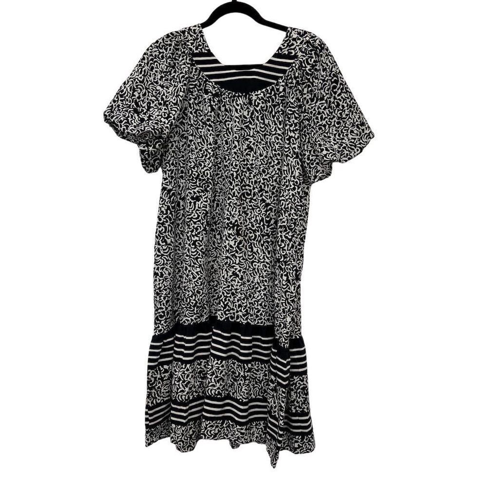 Liberty House‎ Women's Vintage Black & White Floral Knee Length Dress Size S